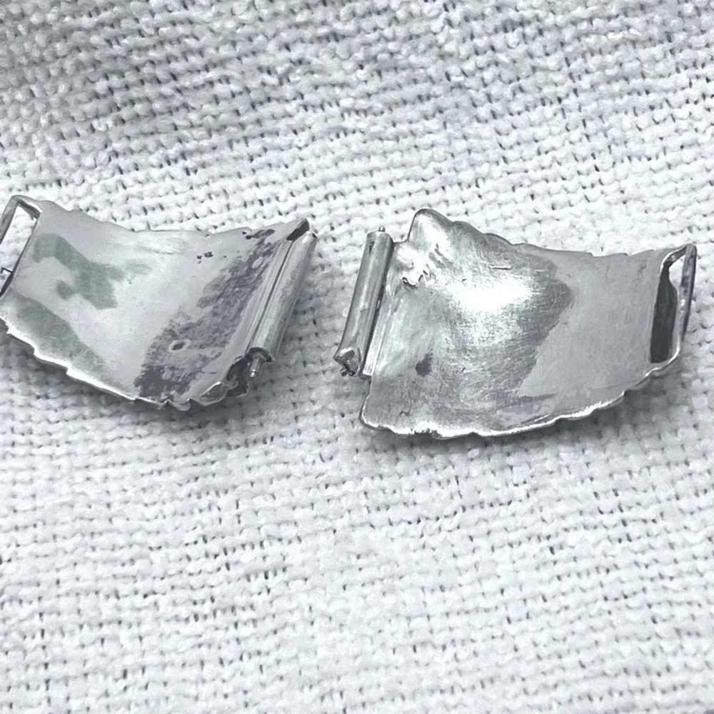 Sterling Silver Watch Tips Ornate Inlaid Stones Southwestern Large 24g SEE Picts